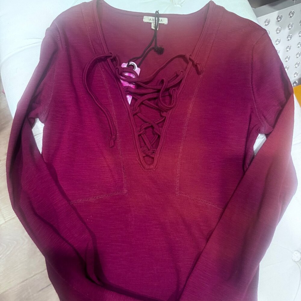 Anama Burgundy Tied Blouse